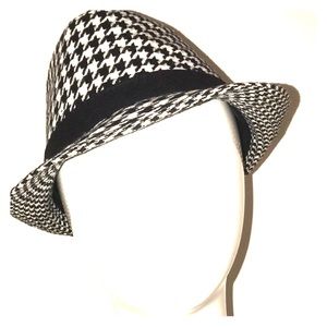 UNISEX Houndstooth Print Fedora Hat w/Band